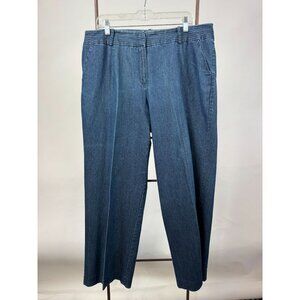 Larry Levine Woman Stretch Denim Trousers 16W Cotton Blend Made In Cambodia